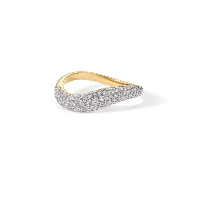 PAVOI14K Gold-Plated Wave Shape Cube Zirconia Stackable Ring-สุภาพสตรีสไตล์-Twisted Wave CZ แหวน-Del