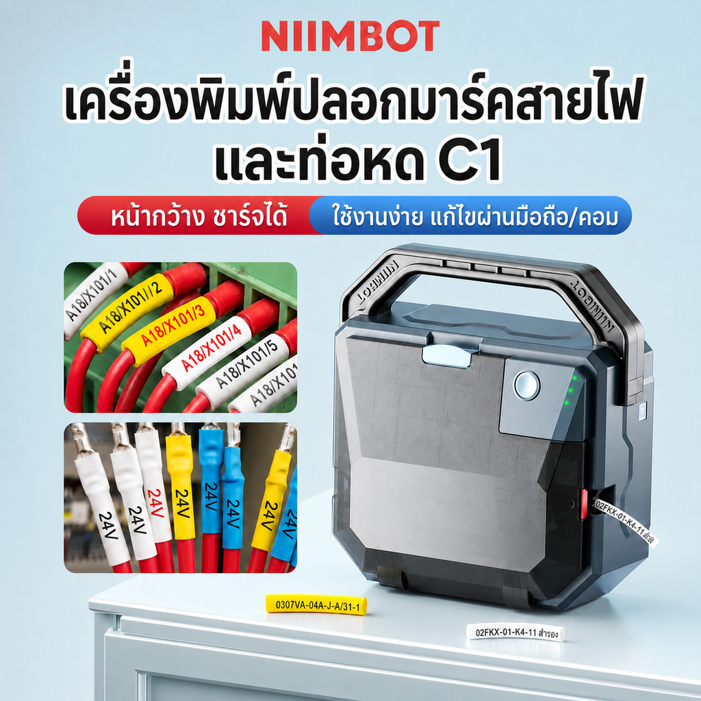 NIIMBOT طابعة أكمام كابلات وأنابيب انكماش C1 ‏300DPI