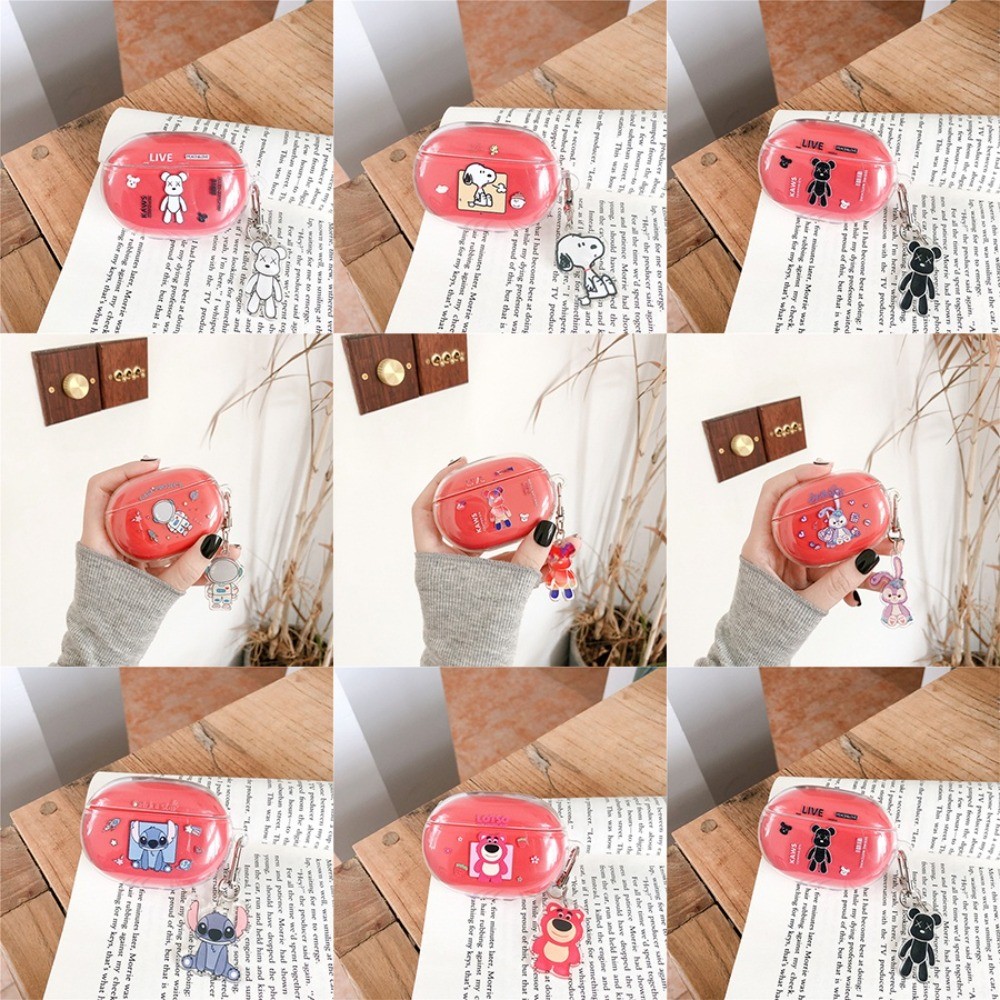 เคสการ์ตูน 3D โปร่งใสสําหรับ Beats Studio Buds + ไร้สาย EarBuds ฝาครอบป้องกันกันกระแทกพร้อมจี้สําหรั