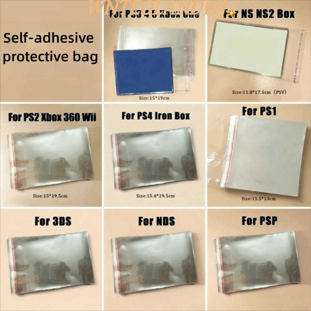 WNTEOLANDWJ 100pcs Self-Adhesive กระเป๋าป้องกัน,วัสดุพลาสติก Moisture-Proof Game Disc กระเป๋าป้องกัน
