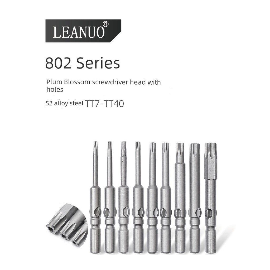802 Hollow Torx สว่านไฟฟ้าพร้อมรูหกเหลี่ยม Torx Bit Star Bit S2 ไขควงบิต T7-T40