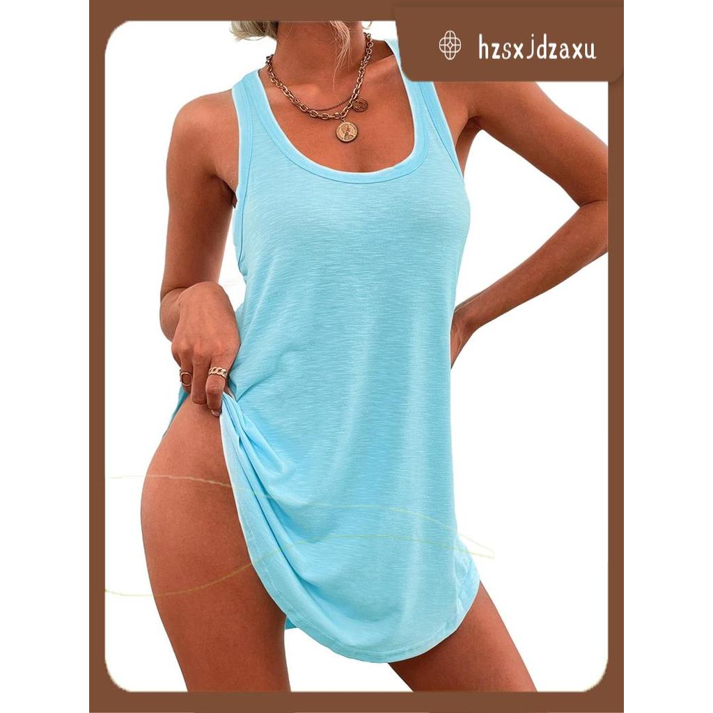 hzsxjdzaxuชุดว่ายน้ําผู้หญิง Cover-Ups U-คอแขนกุดชุดว่ายน้ํา Beach Cover-Ups Basic Tank Dresses Ligh