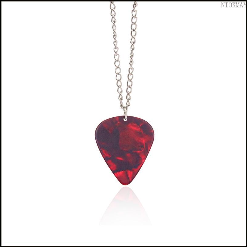 NIOK Horror Things Guitar Pick Pendant Necklace Ruby Pendant Costume Cospaly Jewelry