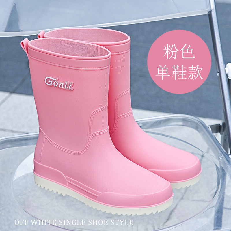 Taobao Mid-Tube Rain Bootsผู้หญิงสวมใส่ด้านนอกฤดูใบไม้ร่วงฤดูหนาวแฟชั่นสไตล์ใหม่All-Matchผ้าฝ้ายSoft