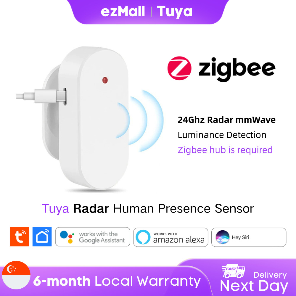 24GHz Tuya Human Presence Detector Zigbee FMCW Radar + Light Motion Sensor Smart Life App