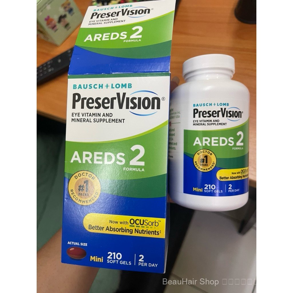 PreserVision AREDS2 วิตามินบำรุงสายตา 210เม็ด Mini Softgels สูตรOCUSorb บำรุงจอประสาทตา หมดอายุ ธันวาคม 2028 สินค้าพร้อม