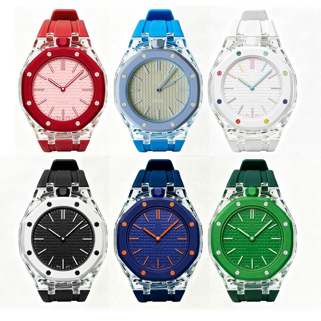 เหมาะสําหรับ Swatch X AP Royal Pop สายซิลิโคนเชลล์ใส