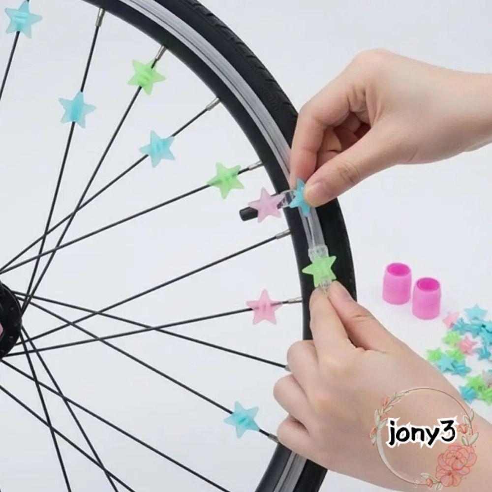 JONY 36 ชิ้นจักรยานเด็ก Spoke ลูกปัด,สะท้อนแสง Weather-proof Star ล้อหัวนม, Creative Glowable Glow i
