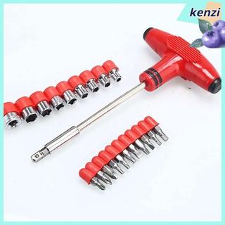 KENZI 21 ชิ้น/เซ็ตไขควงชุด Bit, Hex Socket แบบพกพา T-handle ประแจ, Home Mini เครื่องมือผสมหลายหัว Phillips Torx Slotted