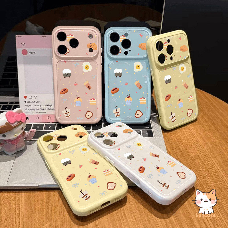 【เปลี่ยนเป็น 17 ทันที】สำหรับ IPhone 16 13 15 11 17 18 16 12 14 Pro Max 15Pro เคสซิลิโคนกันกระแทก หน้าต่างใหญ่ ลายเค้กขนม