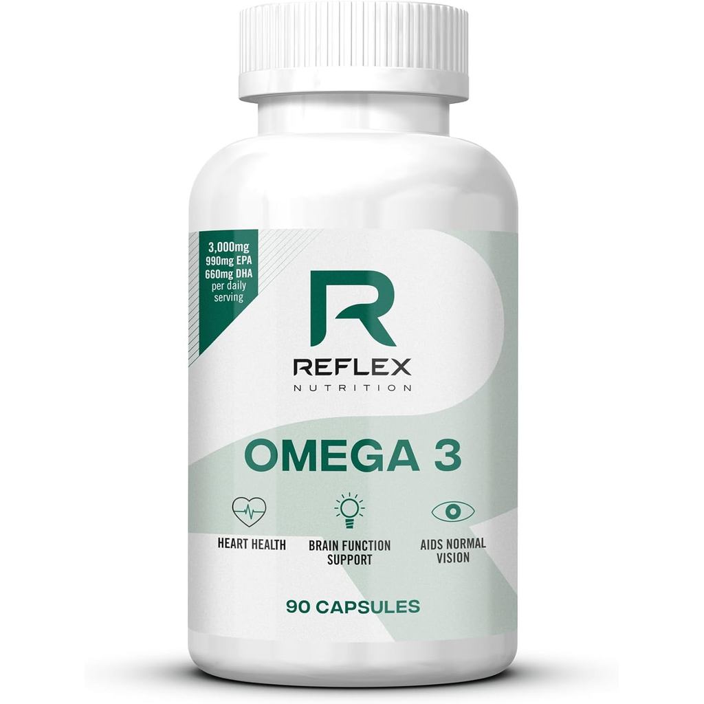 Reflex Nutrition Omega 3 - Omega 3 Capsules ความแข็งแรงสูง: อาหารเสริมน้ํามันปลา 1000 มก. พร้อม EPA 
