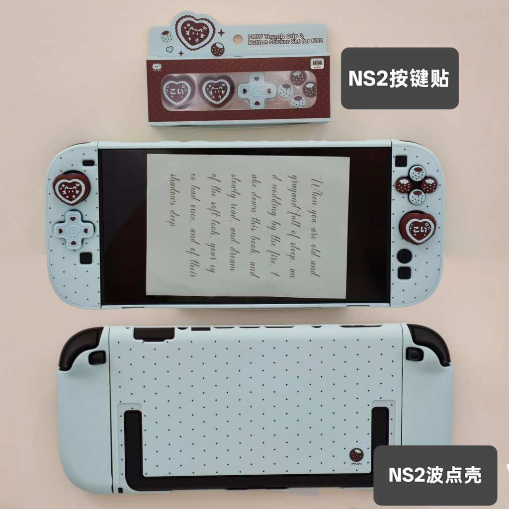 Switch2 Thin Clever Berry Clever Dot Shell NS2 สติ๊กเกอร์ปุ่มสตรอเบอร์รี่+Rocker Cap