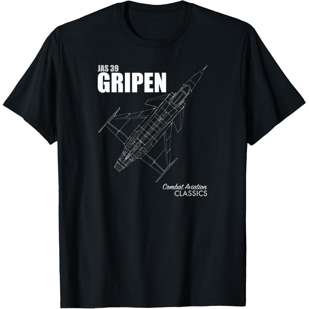 เสื้อยืดแขนสั้นลายแบบแปลนเครื่องบินรบ JAS39 Gripen เหมาะคนรักเครื่องบินและการบินทหาร