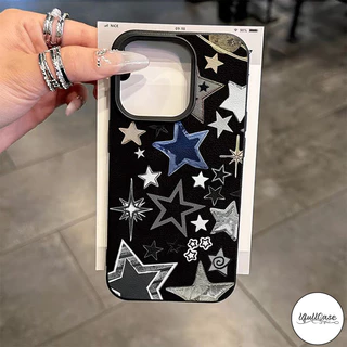 เคสไอโฟน16สำหรับIPhone 15 17 air 13 11 16 12 14 Pro Max 15 14 Plus XR XS Xเคสลายหนัง ลายดาวสุดเท่ ขอบสีสัน ป้องกันกระแทก