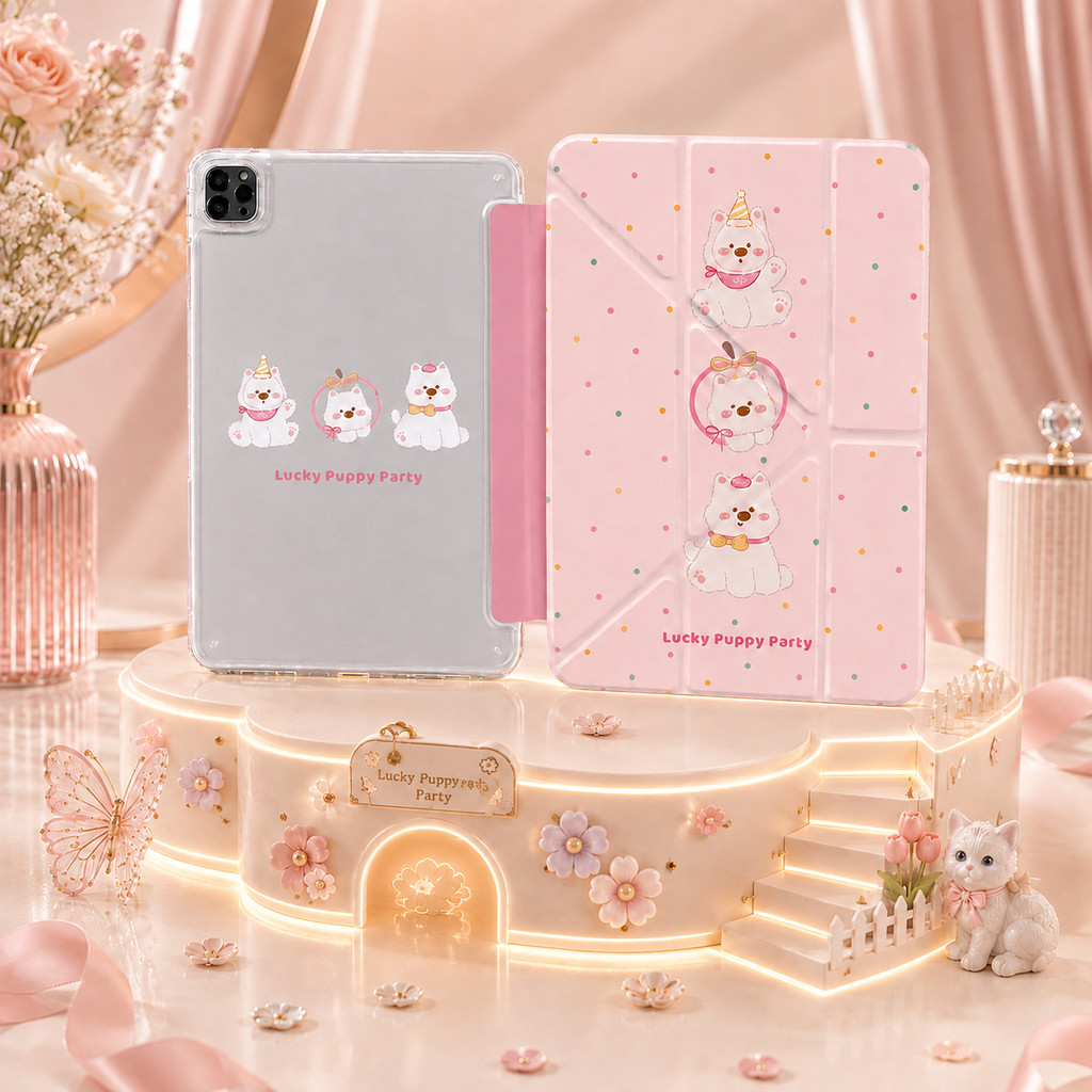 เคสพับ Y มีที่เก็บปากกาเคส iPad Gen11/10/9/8/7 Air11 Air4/5 Air6/7/8 Pro11 ลายลูกหมาปาร์ตี้ ข้อเสนอพิเศษจำกัดเวลา