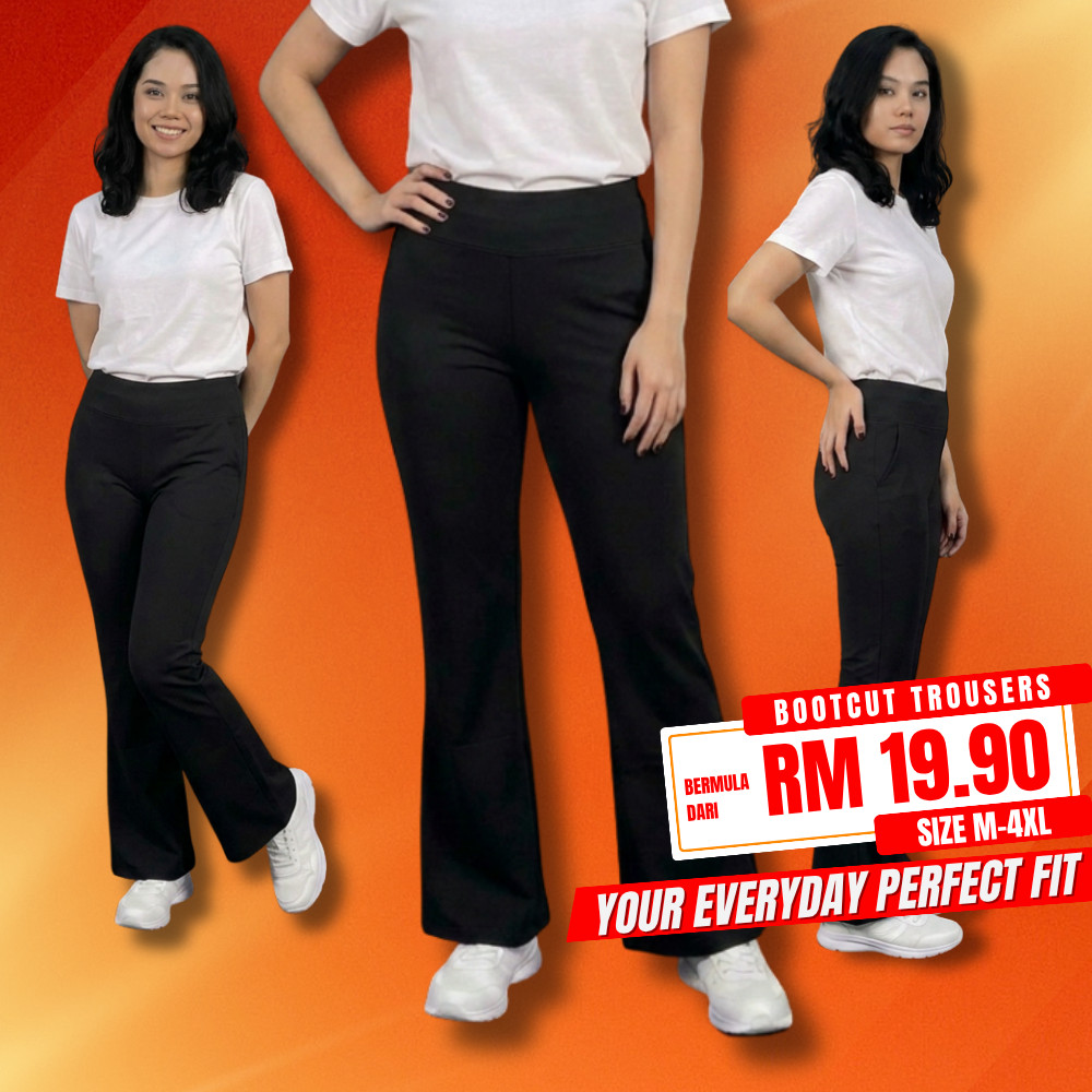 CY 102 ผู้หญิง Bootcut Slack กางเกงเอวสูงเอวยางยืดยืด Seluar Slack Wanita Kembang Bootcut