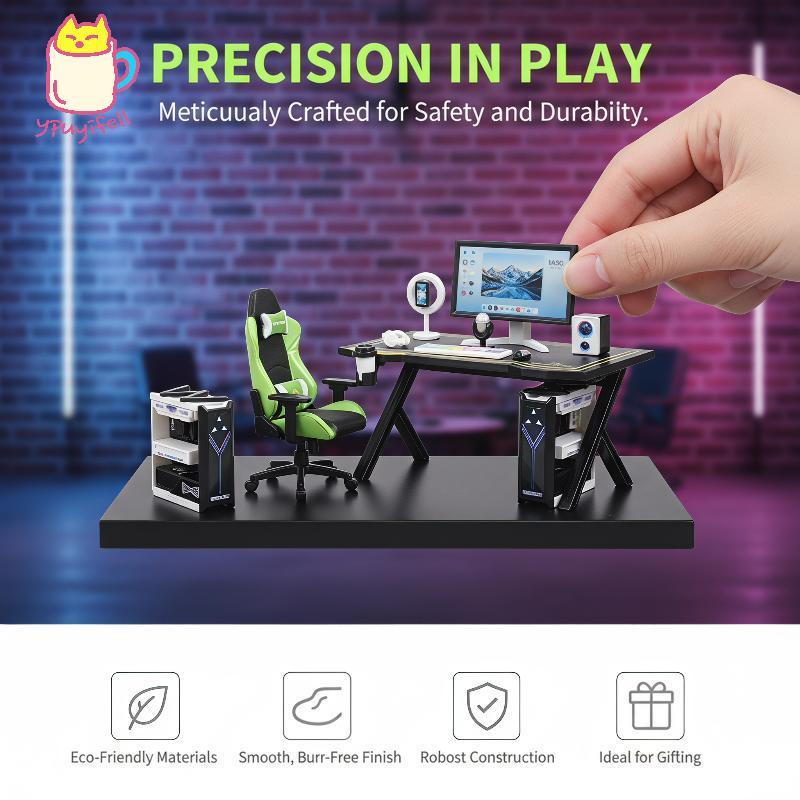 [YPU] 1/12 Sketch Studio Studio Gaming Table Chair Set จําลอง computer Monitor Host Model for Doll P