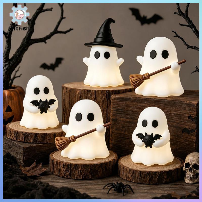 🎃🎃 Halloween ส่องสว่างฮาโลวีนมินิผีรูปปั้น1ชิ้นเรืองแสงในที่มืดตกแต่งเครื่องประดับความงามตารางตกแต่งสําหรับบ้านวันหยุดพรรค