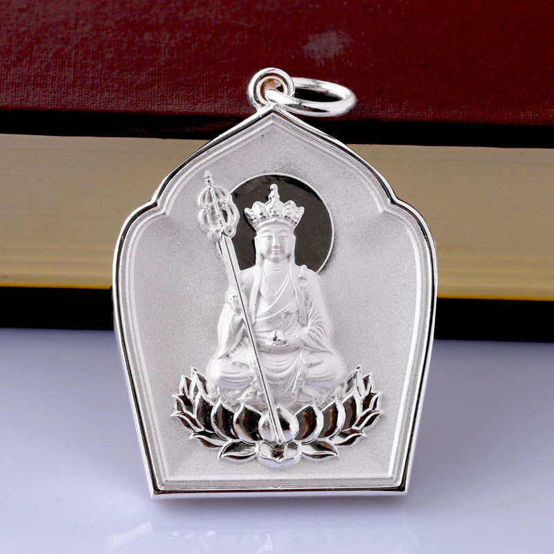 เงิน 999 Lotus Master ถั่วลิสง Ksitigarbha พระโพธิสัตว์สีเขียว Tara Manjusri ผู้ชายผู้หญิง Amulet จี