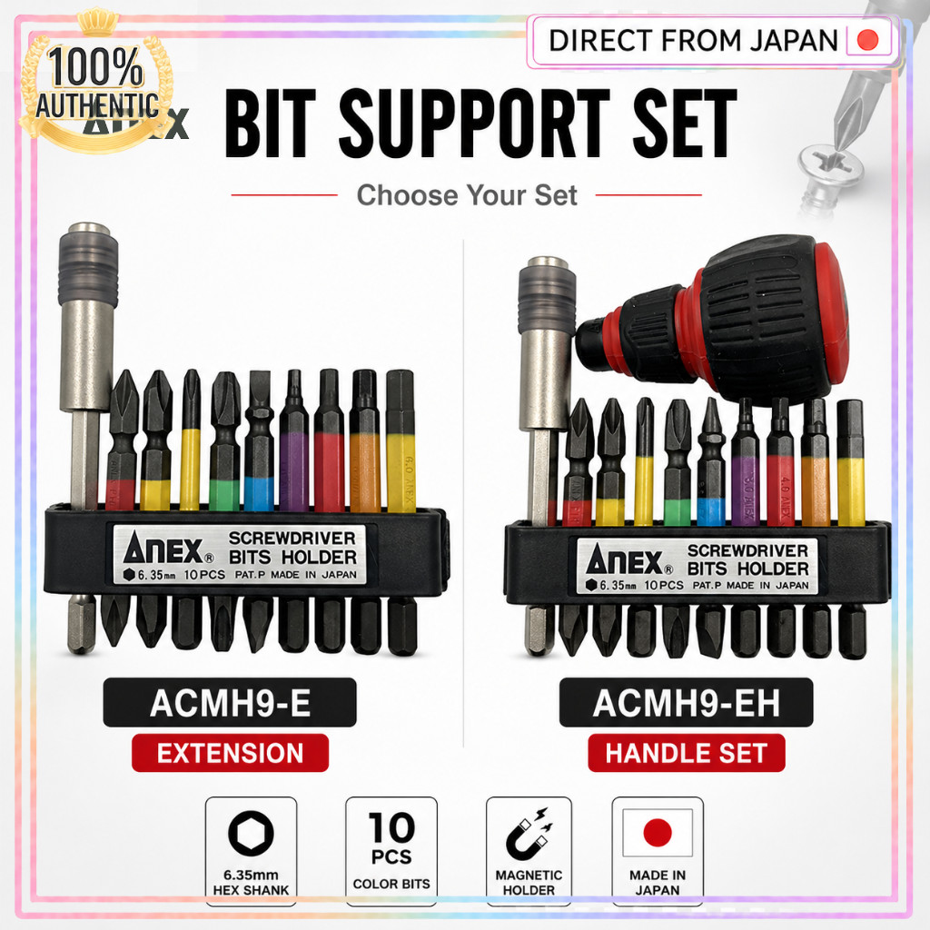 ANEX Color Bit Extension Holder Set with 9 Bits and Holder