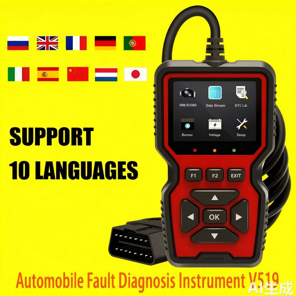 V519 Multi-Language OBD2 Scannerเครื่องมือวินิจฉัยรถยนต์เครื่องอ่านรหัสOBDII ตั้งแต่ปี 1996