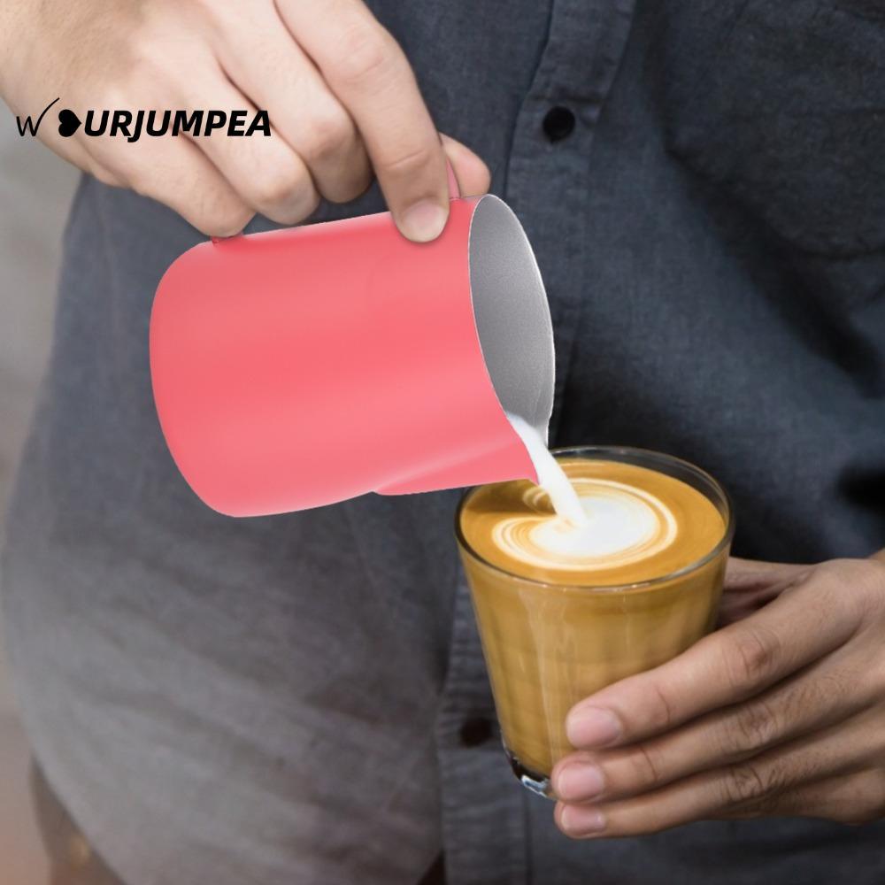 URJUMPEA Milk Frothing Cup, Yellow Rose Red Milk Frothing Pitcher, Coffee Accessories 600ml ความจุสแ