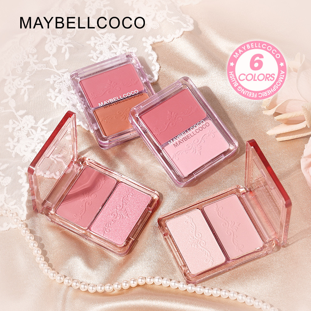 บลัชออน 2 ช่อง  เพิ่มความเป็นประกายให้กับใบหน้า 2 เฉดสีในตลับเดียว 2 IN 1 blush