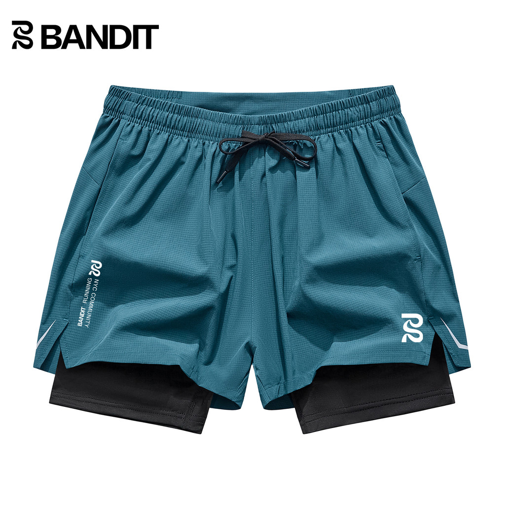 BANDIT RUNNING สามารถถือโทรศัพท์มือถือกีฬาฟิตเนส RUNNING Xiuhe ปลอมสองชิ้น Quick-Drying Quarter ผู้ช