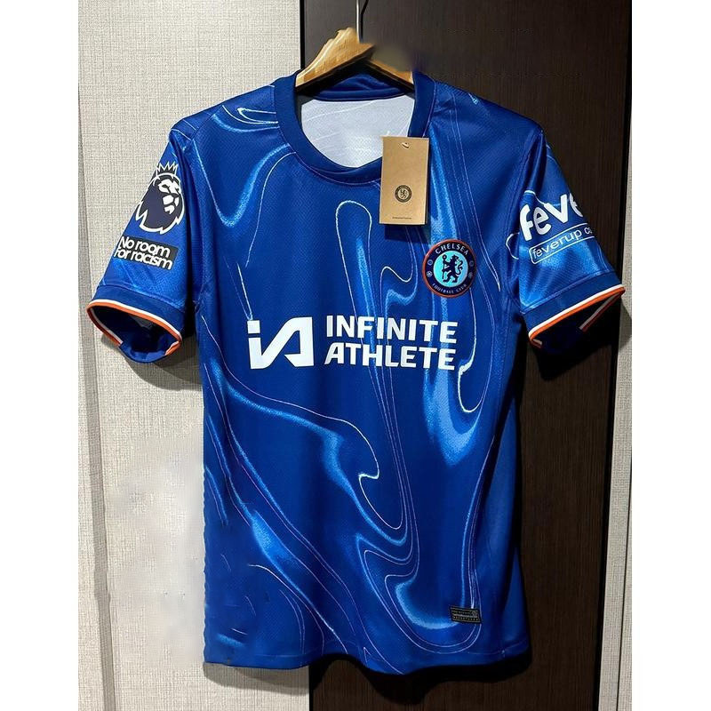 เสื้อฟุตบอลทีมเชลซีสำหรับสนามเหย้า, คุณภาพระดับ A, รุ่นเฉพาะฤดูกาล--มีโลโก้ผู้สนับสนุน, ตราสัญลักษณ์ยาง และชื่อและหมายเล
