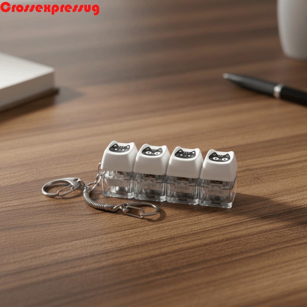 VORTEX Black Cat Keyboard Key Chain, Glowing with Metal Buckle Keyboard Keycap Key Chain, Portable C