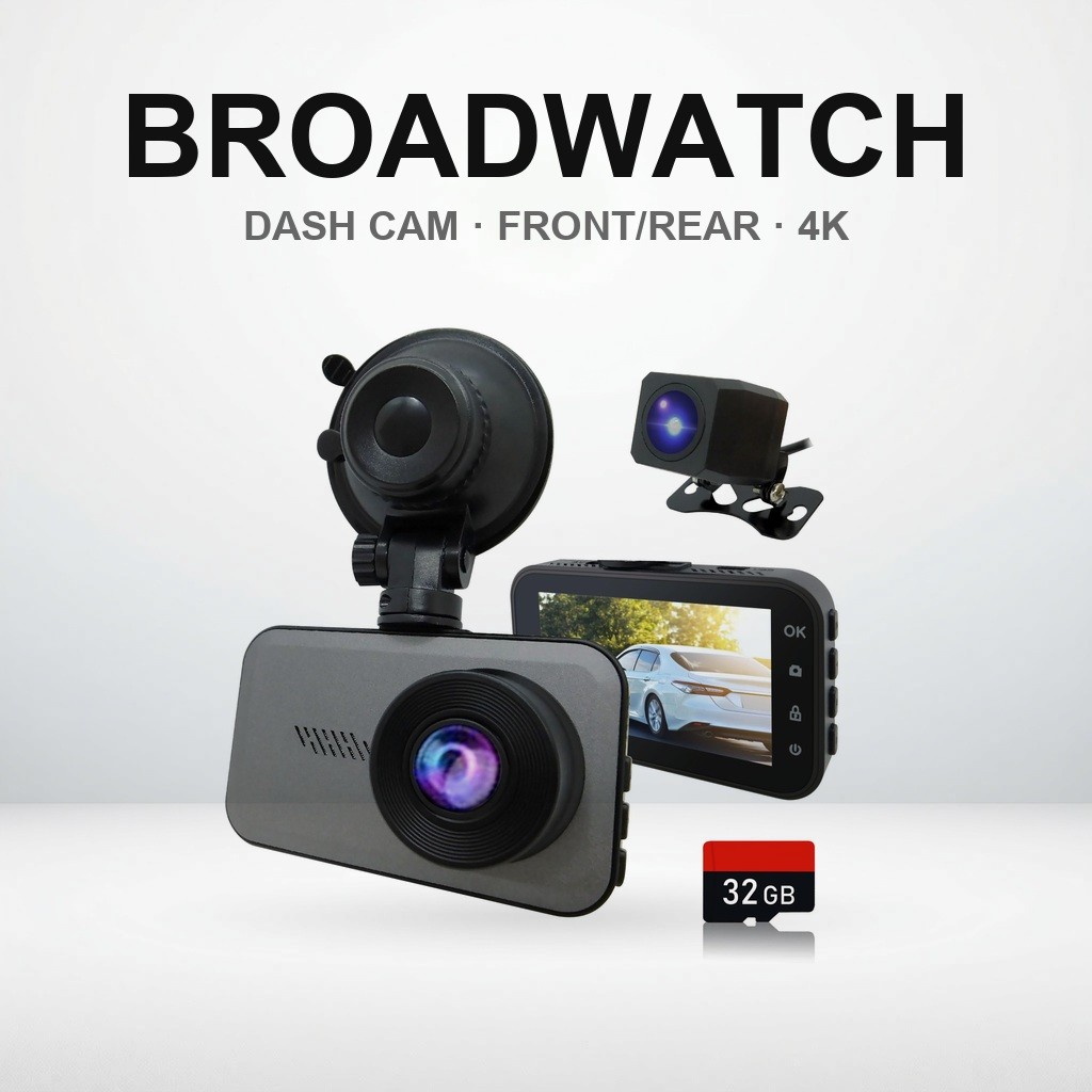 กล้องติดรถยนต์ Broadwatch หน้า/หลัง 4K พร้อมกล้องถอยหลัง 1080p | Broadwatch Dash Cam, Front/Rear, 4K
