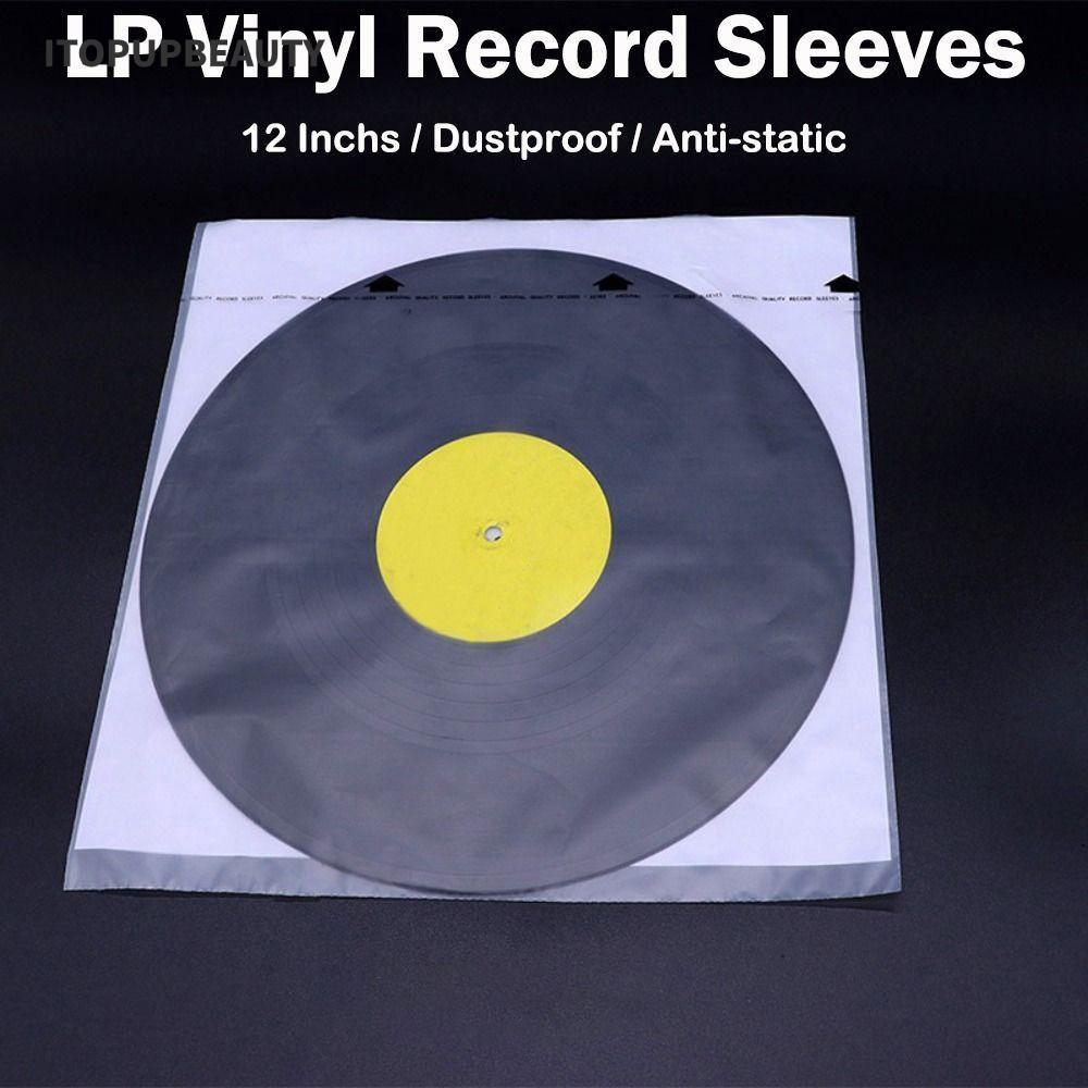 ITOPUPBEAUTY LP Vinyl Record Cover, Resealable White Vinyl Records Sleeve, 12 นิ้ว Record Protection