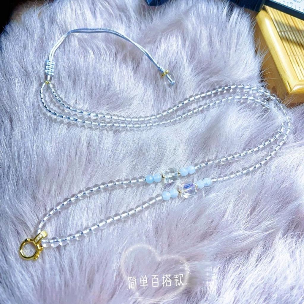 ธรรมชาติ Aquamarine Amulet Thangka จี้ Universal CHAIN สร้อยคอคริสตัล Halter คอ Clavicle CHAIN สร้อย