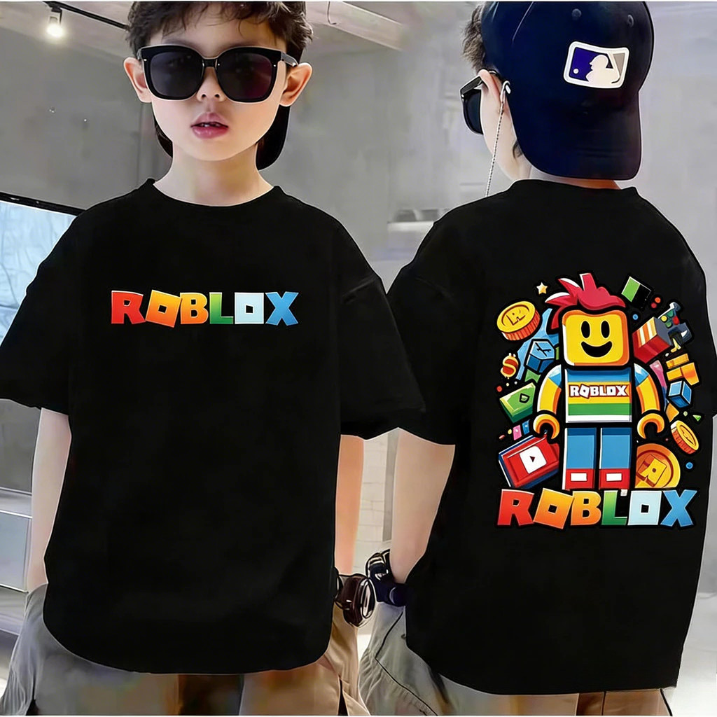 kids t-shirt เสื้อยืดเด็ก rob3lox print t-shirt 24 ชั่วโมงจัดส่ง เสื้อยืดฉลองเทศกาลโคมไฟ ขนาด 90-150