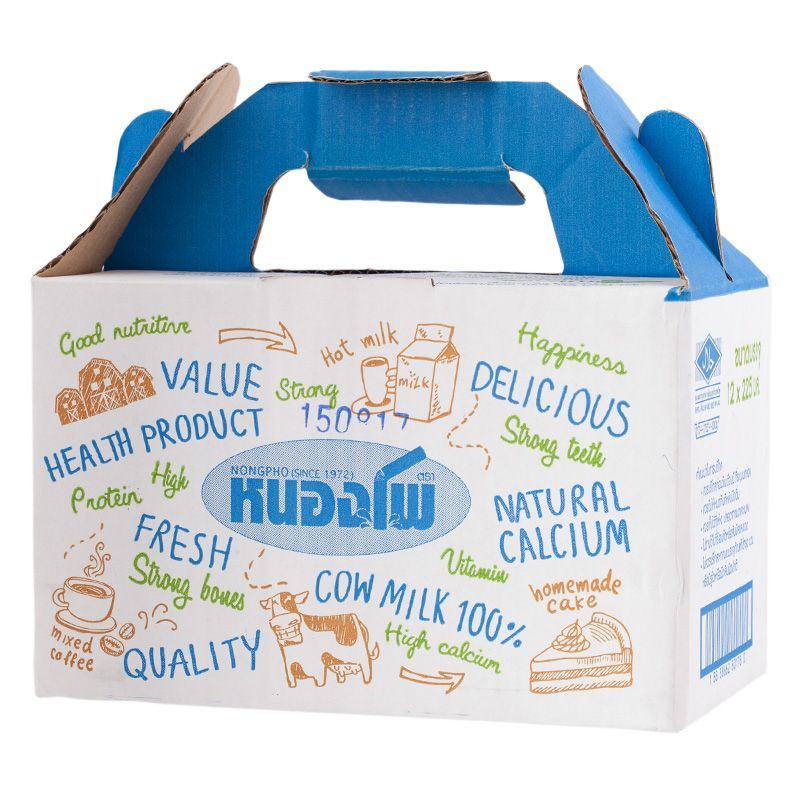 หนองโพนมยูเอชทีรสจืด 225มล. แพค 12 Nongpho UHT Milk Plain 225ml. Pack 12 [หมายเลขบาร์โค้ด 8858862801240 ]