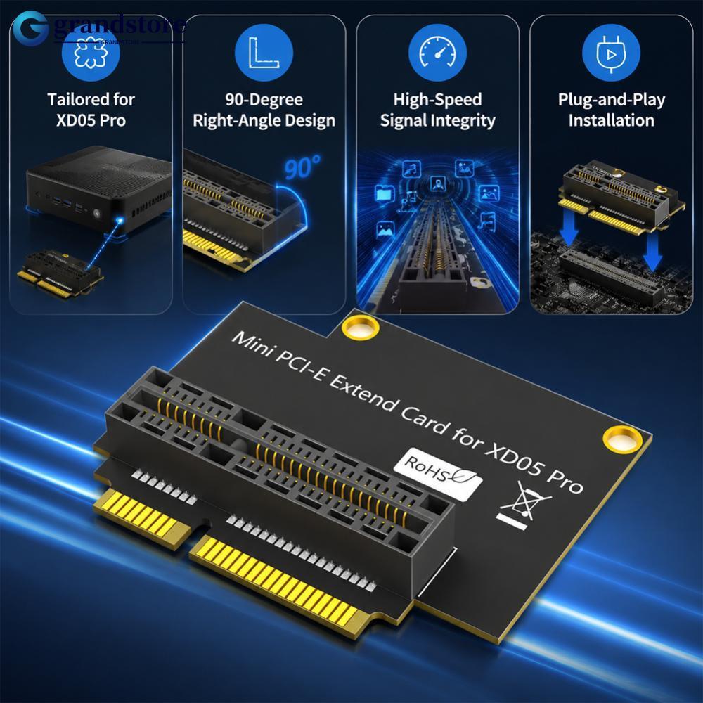 GRS Mini PCI-E Extender Card สําหรับ XD05 Pro มุมขวา 90 องศาความเร็วสูงสัญญาณ Integrity สําหรับ Comp
