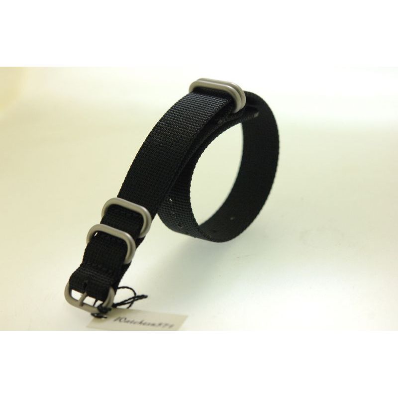 18mm20mm22mm24mm NATO Zulu 316L หัวเข็มขัดเหล็ก NATO สายไนลอนหนากลางแจ้งสีดํา