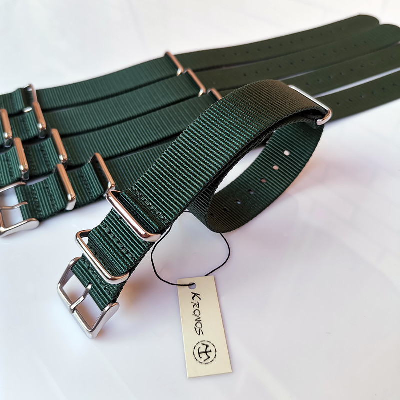 18mm20mm22mm24mm NATO NATO Canvas Nylon Strap Outdoor Dark Grass Green Square Buckle Thin Style