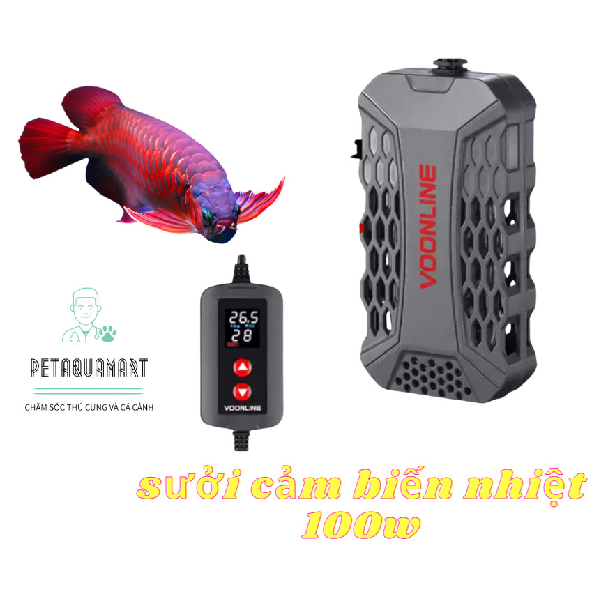 VoonLine 100w เครื่องทําความร้อนเซ็นเซอร์ความร้อนตู้ปลาขนาดเล็กเหมาะสําหรับถัง 70 ลิตร - Q100