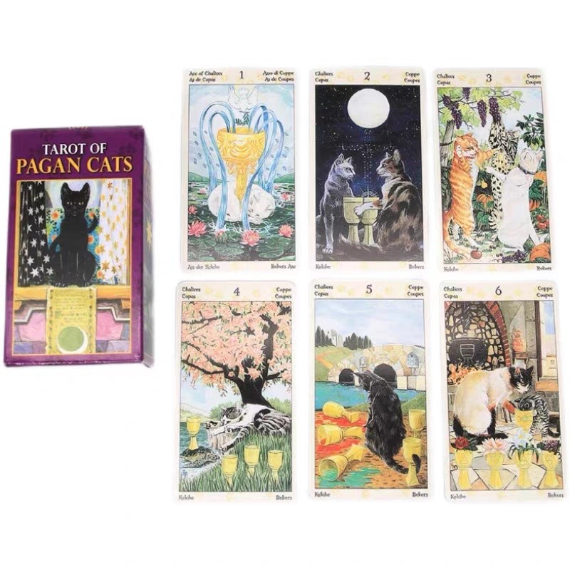 พร้อมสต็อก Fast Shipping เวอร์ชันภาษาอังกฤษ Tarot Of Pagan Cats Pagans Cat Tarot Mini ขนาดเล็กรุ่น 7