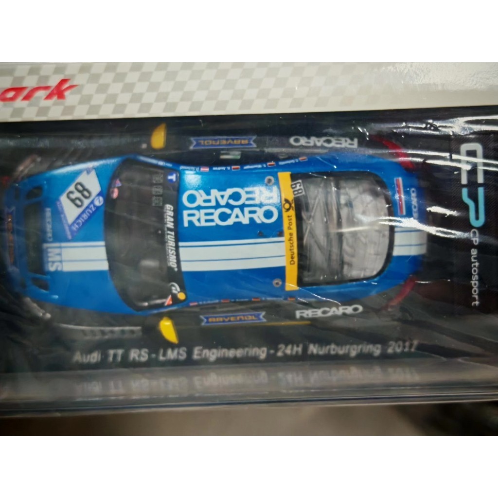 [คลังสินค้าพร้อม] Spark 1: 43 audi audi tt rs lms gt4 Racing Model 2017 ใหม่ Borg Green