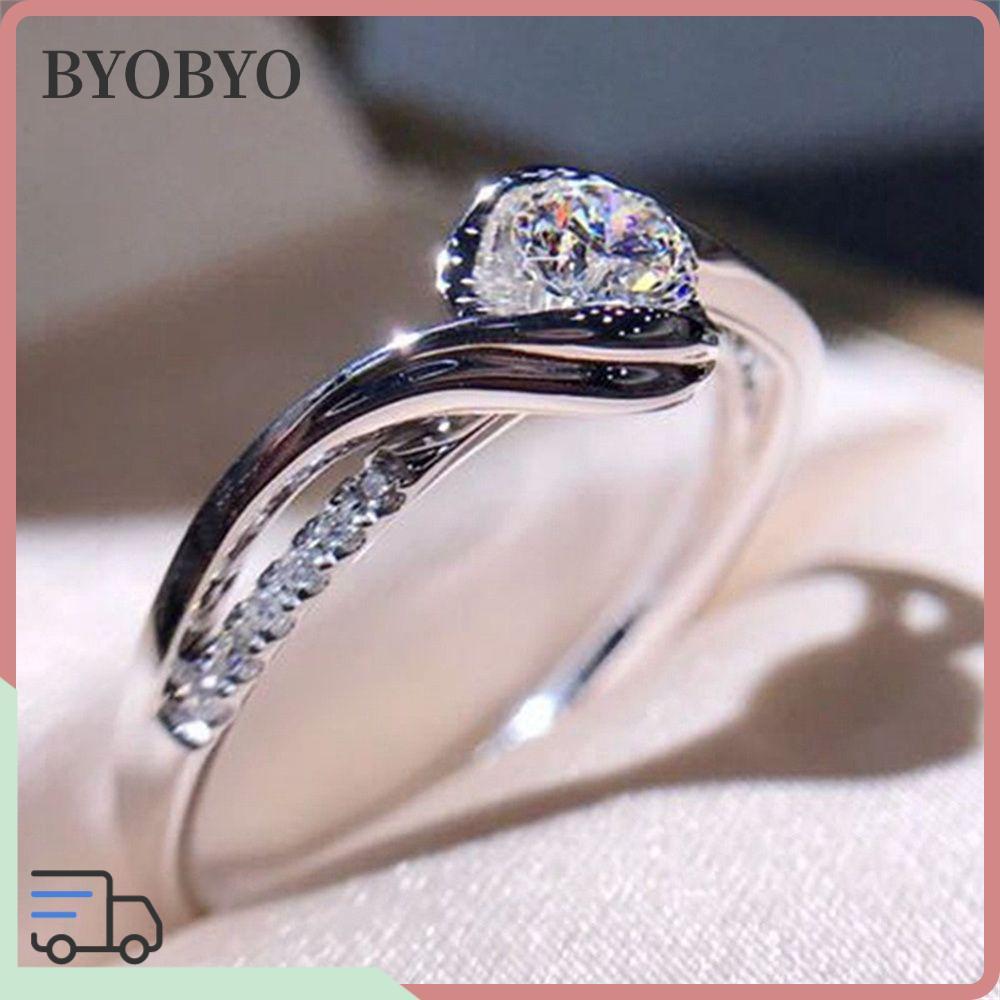 BYOBYO Sapphire Ring ของขวัญ Elegant Women Wedding Ring
