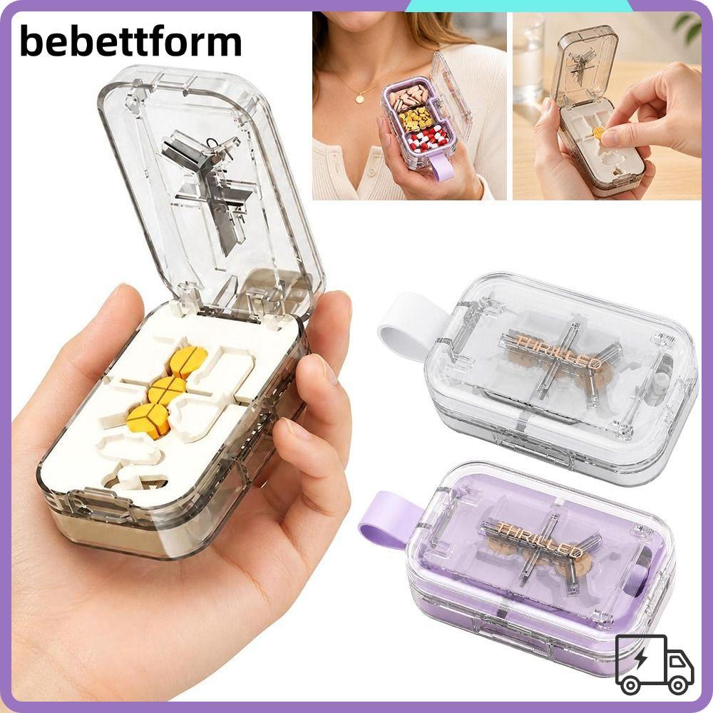 LUCKY Quartering Pill Cutter, Dust-proof Multi Grids Pill Cutter กล่องเก็บ,แบบพกพา Moisture-proof กา