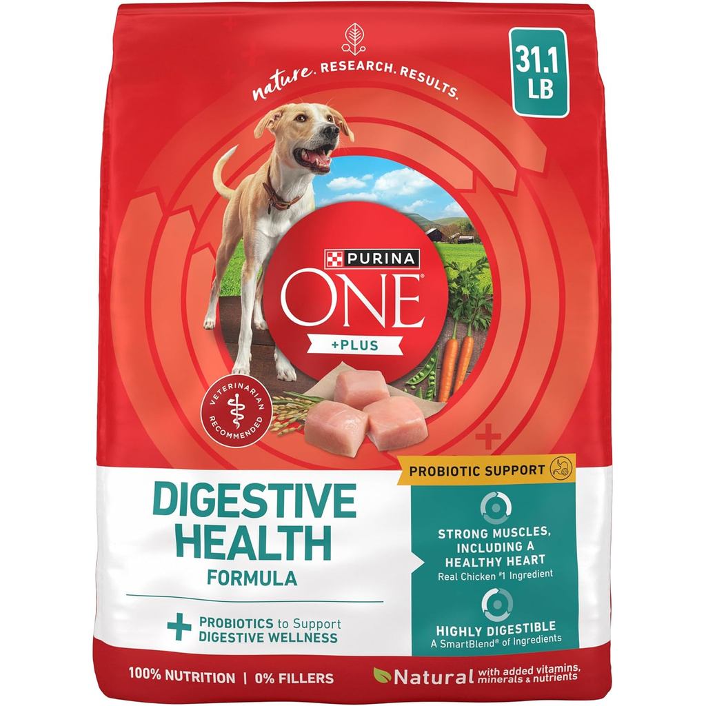 Purina ONE Plus Digestive Health อาหารสุนัขแบบแห้ง ไก่ ถุง 31.1 ปอนด์