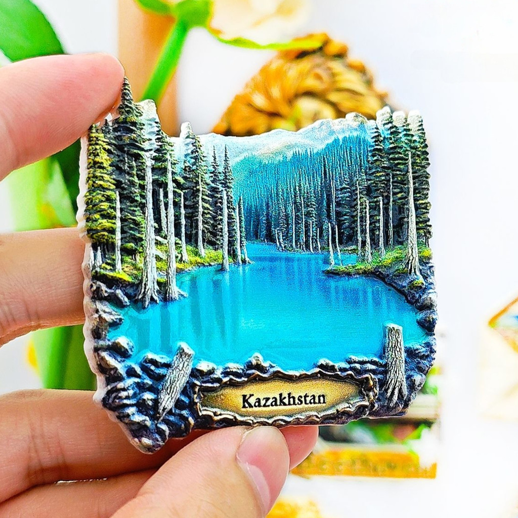 แม่เหล็กติดตู้เย็น 3D ที่ระลึกเอเชียกลาง Kazakhstan Uzbekistan Samarkand Almaty ของขวัญแต่งบ้าน
