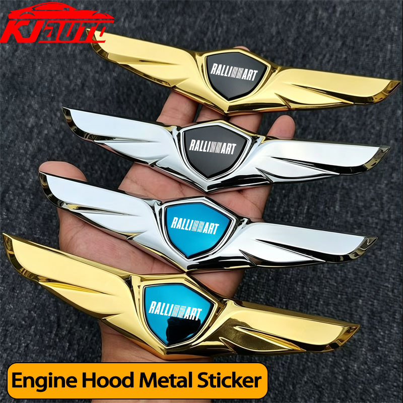 3D Wing-Shaped Chrome สังกะสีป้ายสัญลักษณ์,รถ Hood Fender ด้านข้างตกแต่งสําหรับ Mitsubishi Destinato
