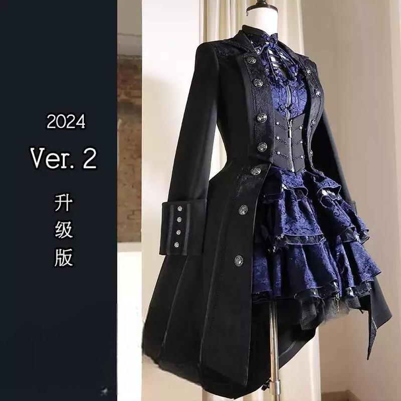 (((Coat) Batwing Windbreaker Long Coat Large Hem Retro Dark Gothic Lolita/grrd