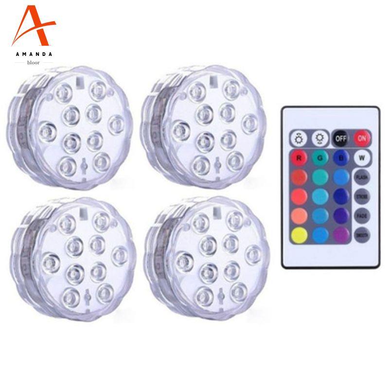 RGB LED Submersible Light 10 LED Aquarium กันน้ํา Night Light สําหรับสระว่ายน้ํา Ambient สําหรับ Par