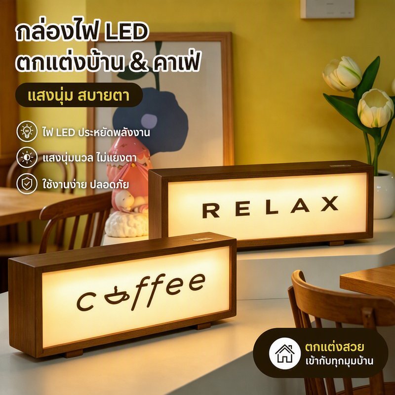 โคมไฟไม้ LED แบบใช้แบตเตอรี่ ป้ายกาแฟกรอบไฟ ไฟกลางคืน ตกแต่งบ้าน ร้านกาแฟ บาร์ และครัวเรือน