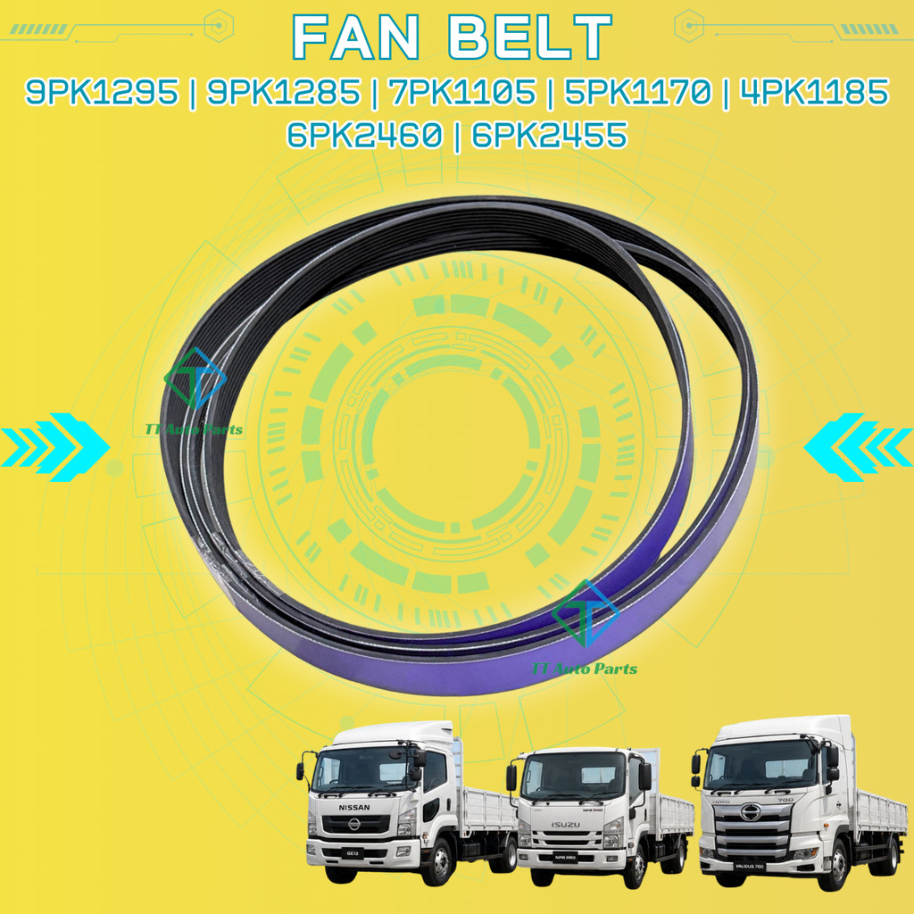 Tali Kipas Fan Belt Lorry Hino 700 6PK2455 6PK2460 Nissan RF RG 9PK1295 9PK1285 GE13 5PK1170 4PK1185